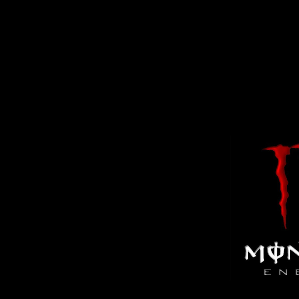 Download wallpaper red, monster energy, black background, section  minimalism in resolution 1024x1024