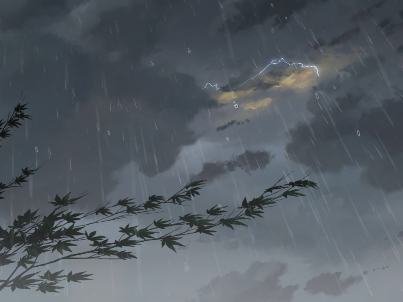 Drops, Rain, Clouds, The storm, Anime, Clouds, Makoto Xingkai, Anime, Maple...