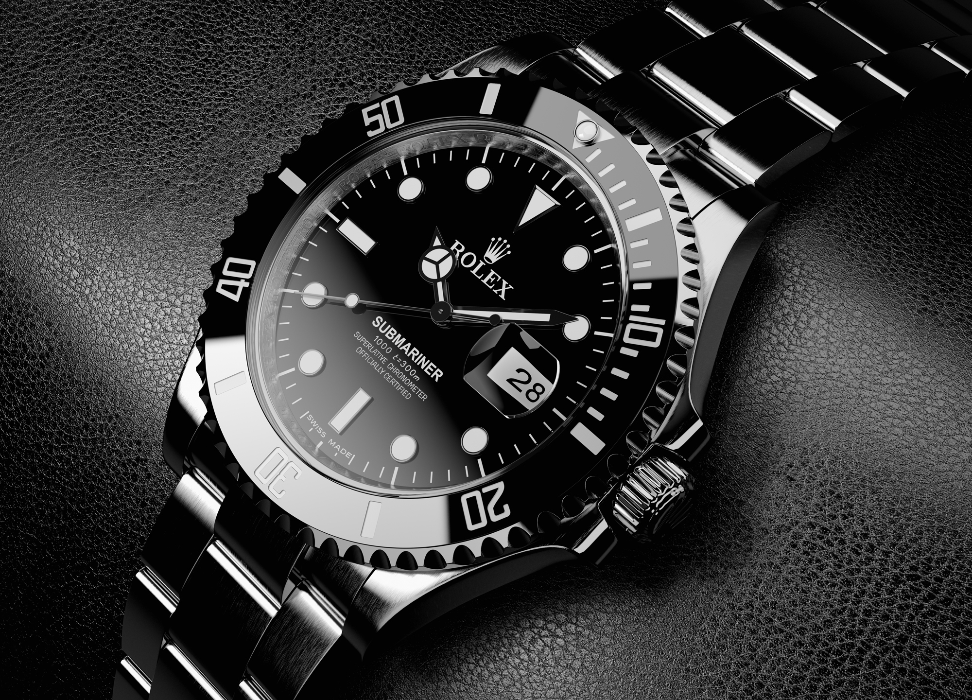 Download Wallpaper Silver Black Watch Elegant Black Leather Titanium Rolex Section Hi Tech In Resolution 00x1440
