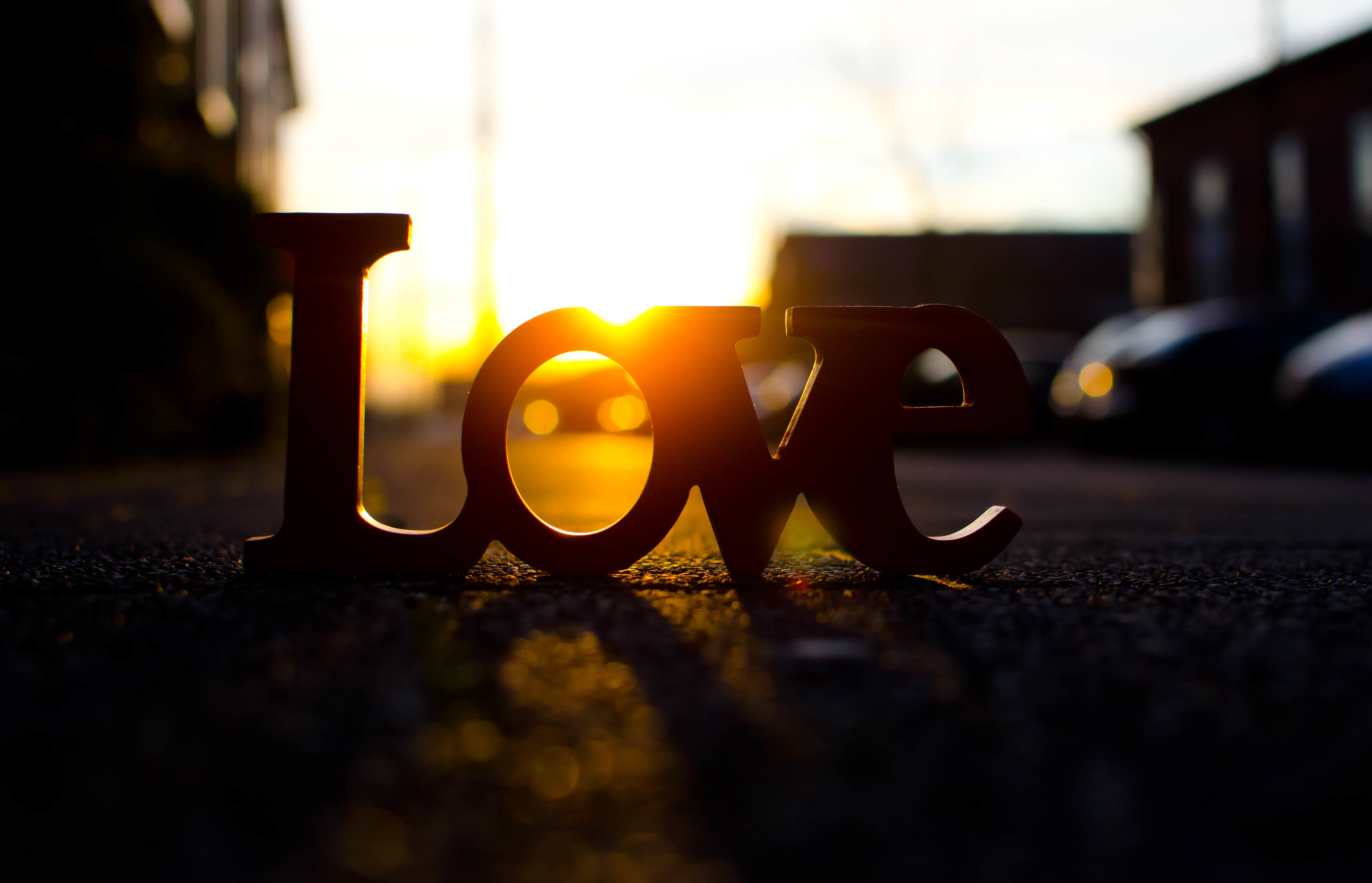 Download wallpaper road, the sun, rays, love, sunset, letters, background,  Wallpaper, street, mood, love, widescreen, full screen, HD wallpapers,  widescreen, section mood in resolution 4626x2977