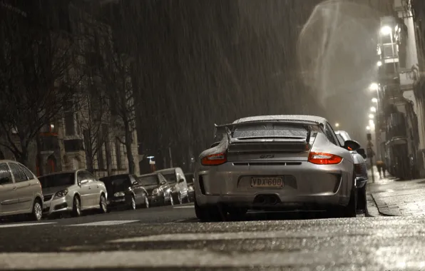 Picture grey, rain, Porsche, Porsche, gt3