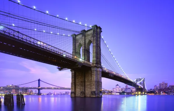 Picture new York, twilight, USA, usa, new york city, nyc, brooklyn bridge, blue hour