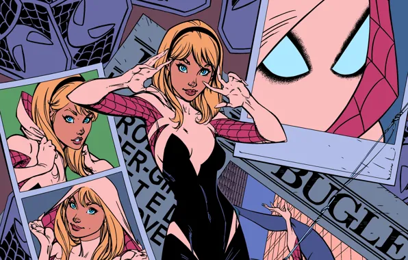 Picture girl, hero, art, Marvel Comics, Gwen Stacy, Spider-Gwen