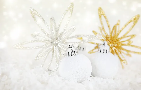 Picture white, balls, decoration, holiday, Shine, new year, gold plated, Christmas decorations, Wallpaper from lolita777