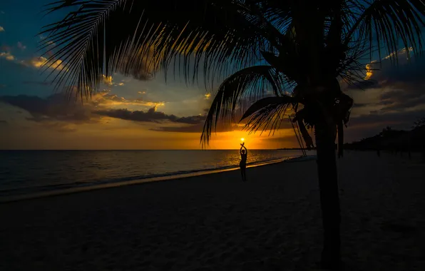 Picture beach, the sun, silhouette, Cuba, Life is beautiful, Trinity