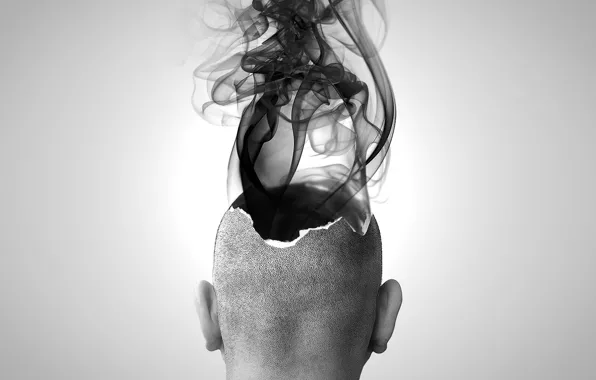 Picture smoke, black and white, head, The explosion, Brain