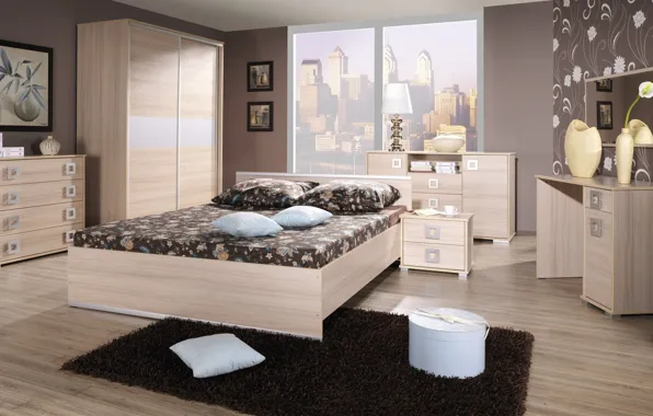 Picture design, the city, style, room, interior, megapolis, bedroom