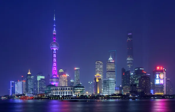 Wallpaper night, lights, tower, home, China, Shanghai images for ...