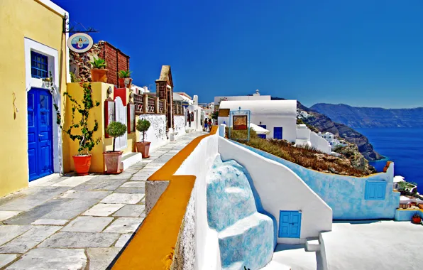 Picture sea, landscape, nature, home, Santorini, Greece