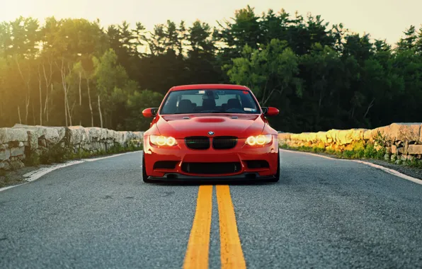 Picture red, lights, bmw, BMW, red, the front, e90, running lights