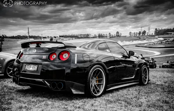 Picture black, black and white, GT-R, Nissan, Nissan Skyline, R35