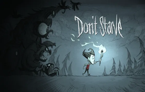 Picture the game, monsters, shadows, torch, indie, Wilson, scientist, darkness, game. indie, Don't Starve, Wilson P. …