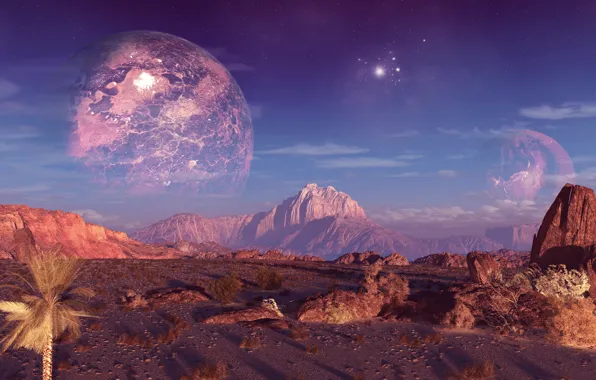 Picture the sky, mountains, rocks, planet, terraspace