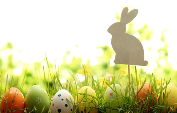 Picture grass, nature, holiday, eggs, spring, rabbit, Easter, figure, Easter