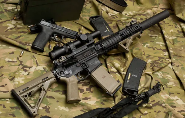Picture gun, weapons, machine, optics, camouflage, rifle, muffler, assault, Larue Tactical, semi-automatic