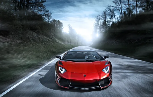 Picture road, red, speed, Lamborghini, red, Blik, Lamborghini, LP700-4, Aventador, Lamborghini, aventador, Mansory, LB834