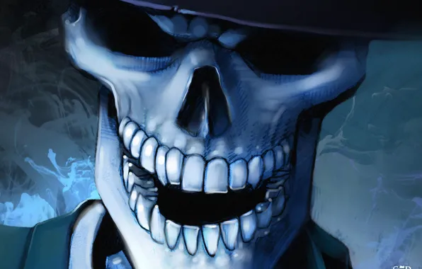 Wallpaper blue, teeth, hat, Skull images for desktop, section разное -  download