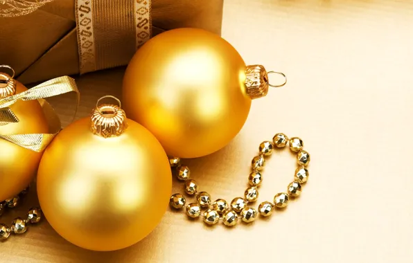 Picture winter, balls, decoration, toys, New Year, Christmas, gifts, beads, the scenery, Christmas, gold, holidays, New …
