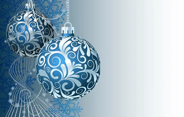 Picture snowflakes, balls, graphics, new year, vector
