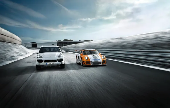 Picture road, machine, mix, sports car, Porsche