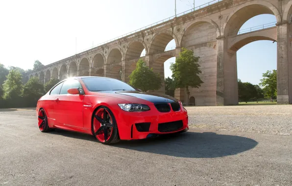 Picture red, bmw, BMW, coupe, shadow, red, wheels, drives, Blik, e92