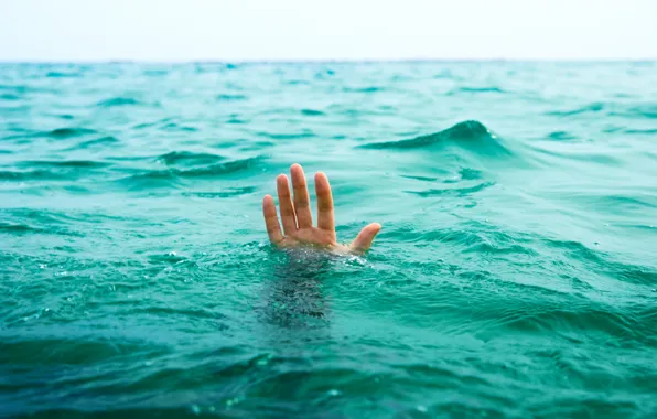 Picture sea, water, life, situation, the ocean, hand, help, guy, drowning, death