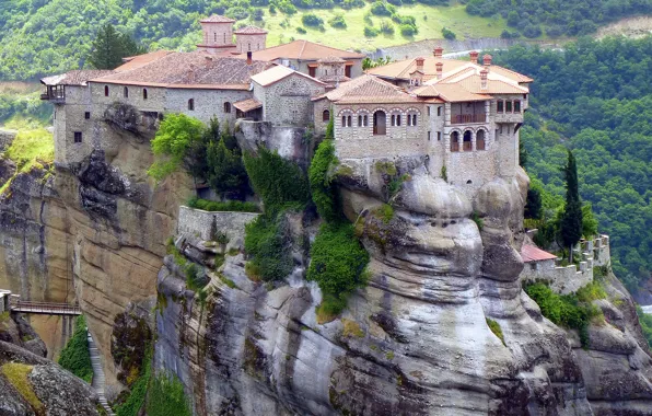 Picture rock, home, Greece, the monastery, Meteors