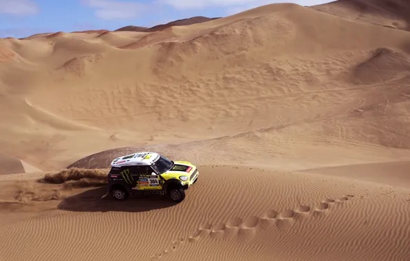 Picture Sand, Mini, Sport, Race, Mini Cooper, Dakar, SUV, Rally, Mini, Side view, 2014, Dune, X-raid, …