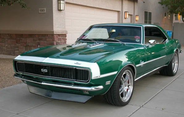Picture Chevrolet, Camaro, Chevrolet, Camaro, Green, Chevy, Super Sport, Muscle car, '1968, Package Included Super Sport, …