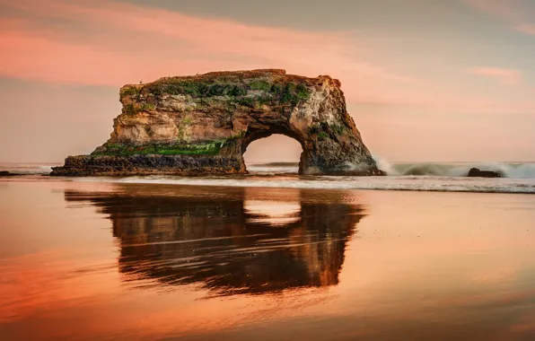 Picture sea, rock, CA, California, Santa Cruz, Santa Cruz