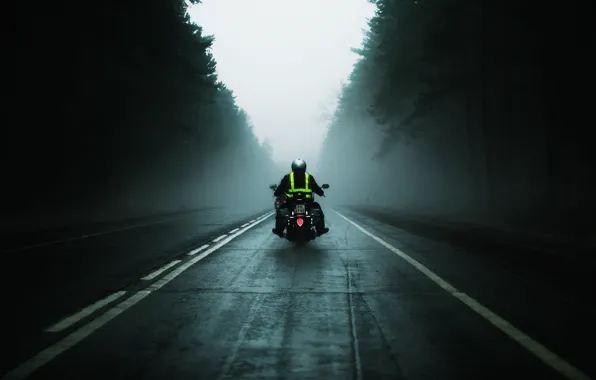 Picture road, fog, the way, mediocrity, motorcycles, mood, speed, motorcycle, driver, bike, mood