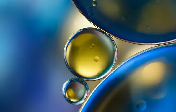 Picture water, macro, bubbles, oil, oil circles