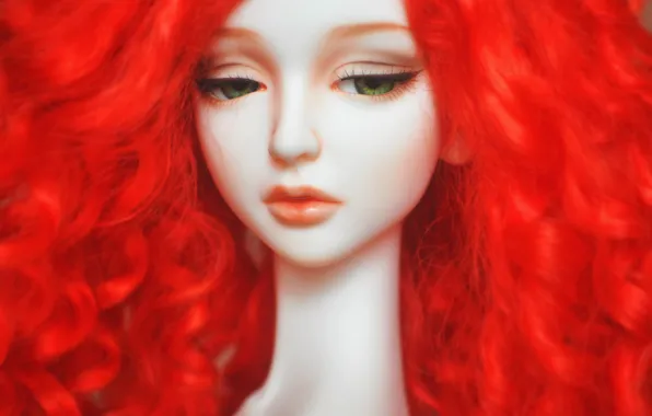 Picture sadness, face, eyelashes, mood, hair, doll, red, doll