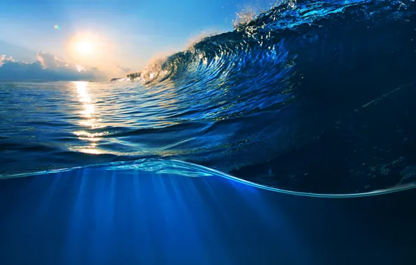 Picture sea, water, sunset, the ocean, wave, sky, sea, ocean, blue, splash, wave