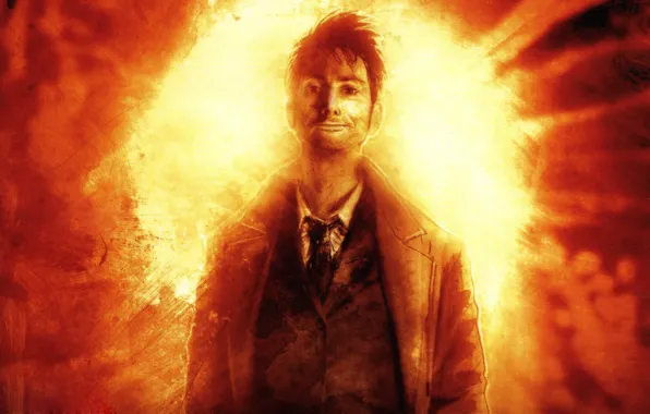 Picture the explosion, fire, movie, figure, show, male, the series, grin, doctor who, doctor who