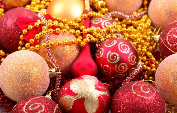 Picture holiday, patterns, Shine, new year, sequins, red, beads, new year, gold, Christmas balls