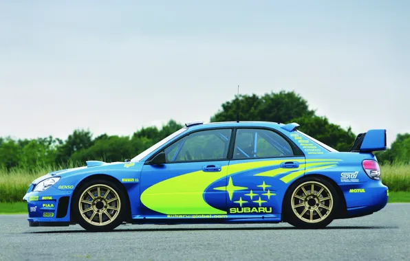 Picture Auto, Blue, Subaru, Impreza, Wheel, Machine, wrx, WRC, Rally, Side view, Original