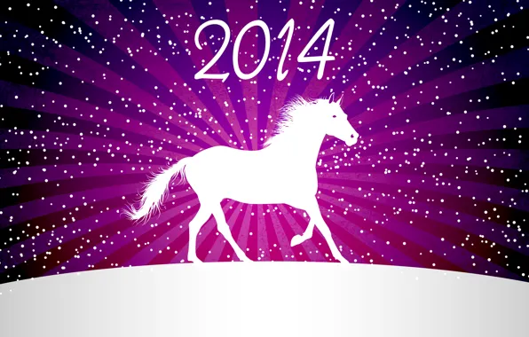 Picture vector, new year, minimalism, winter, snow, horse, cold, 2014