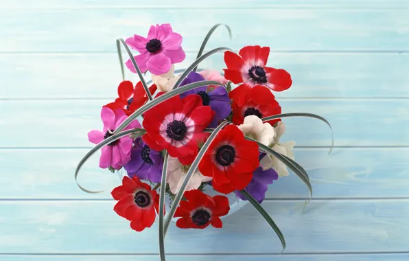Picture flowers, red, table, bouquet, flowers, beauty, composition