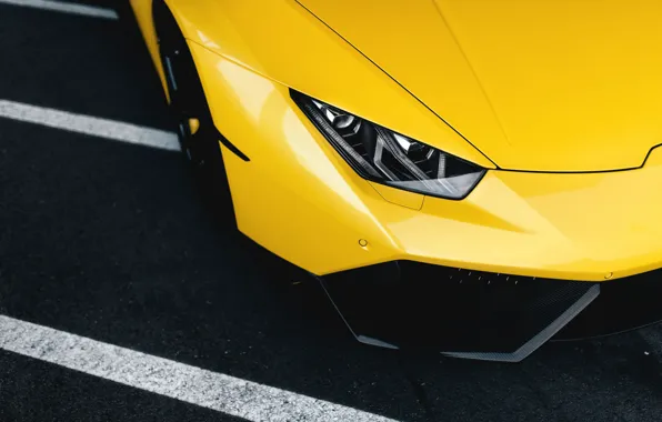 Picture Lamborghini, Front, Yellow, Supercar, Wheels, Huracan, LP610-4