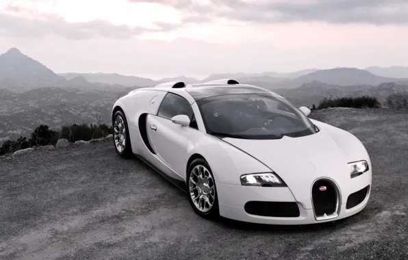 Picture Auto, White, Bugatti, The hood, Veyron, Lights, Suite, Sports car