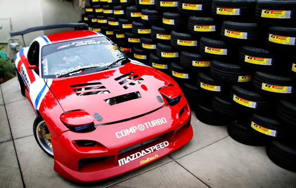 Picture tires, red, Mazda, red, a lot, tuning, Mazda, RX-7