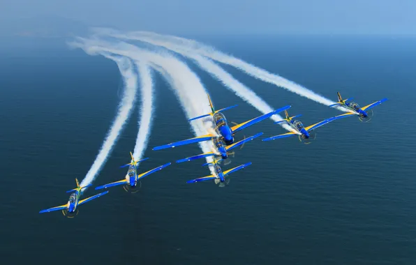 Picture sea, smoke, aircraft, Brazil, Rio de Janeiro, FAB, Air force of Brazil, The air force …