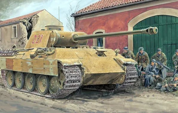 Wallpaper figure, art, Panther, the Wehrmacht, Panzerkampfwagen V ...