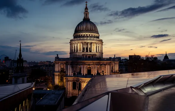 Picture sunset, night, England, London, sunset, night, London, England, st pauls cathedral