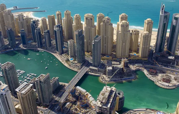 Picture sea, bridge, coast, building, Dubai, Dubai, skyscrapers, UAE, UAE