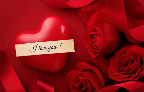 Picture love, heart, roses, red, love, heart, romantic, silk, Valentine's Day, roses