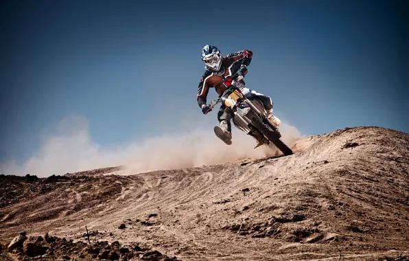 Picture the sky, dust, pilot, motocross, extreme sports