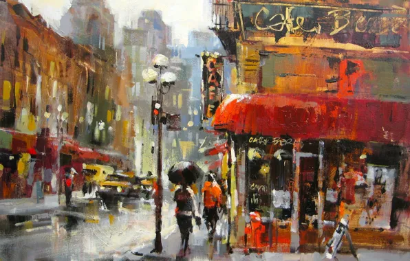 Picture road, the city, rain, street, home, lights, frowning, Brent Heighton