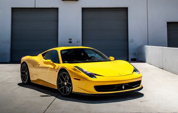 Picture Ferrari, 458, italia, yellow, front